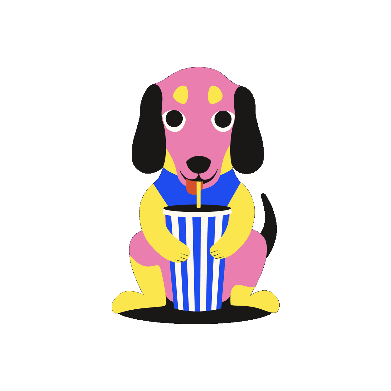 Big Blue Dogs Signature Hund, der mit einem Auge zuzwinkert