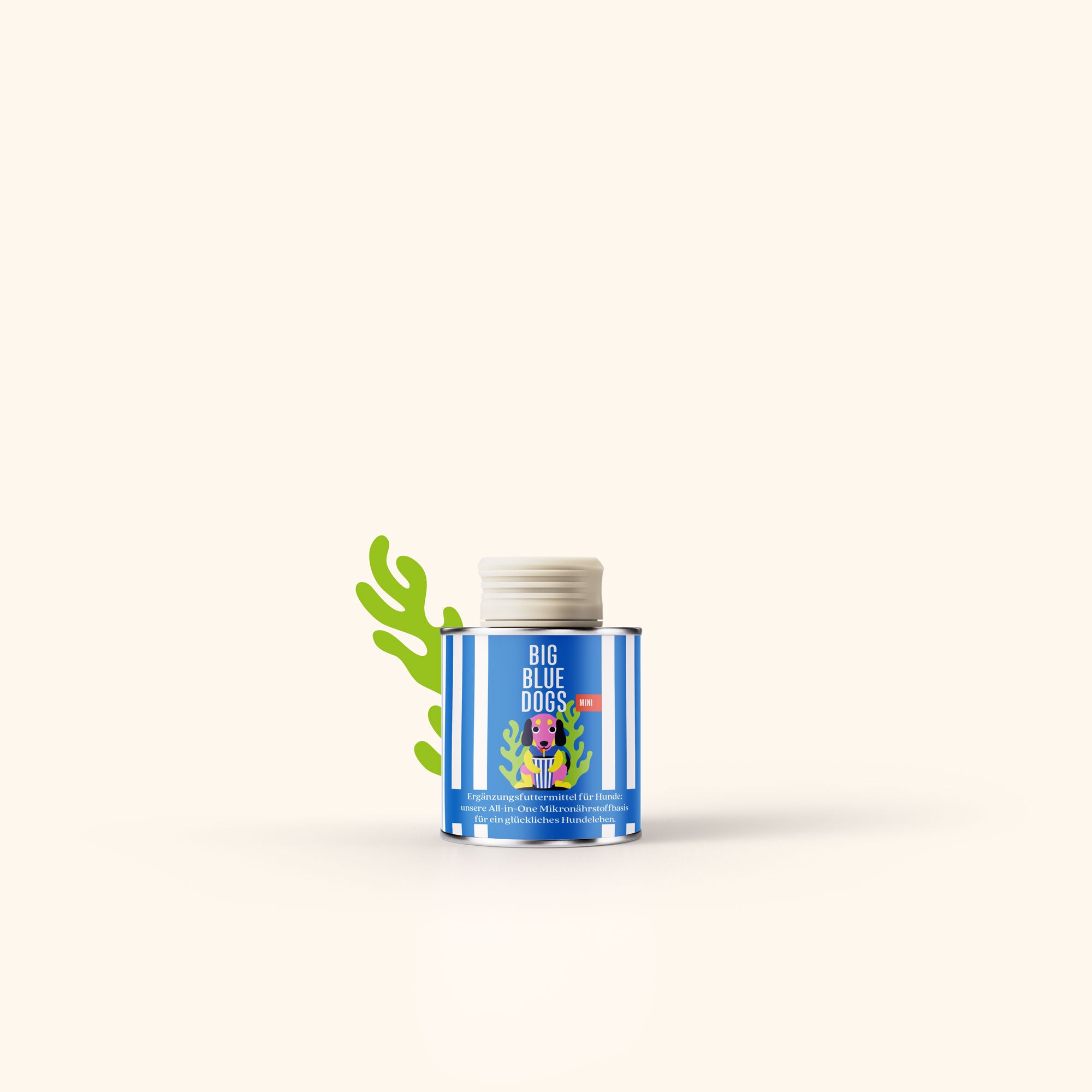 Abbildung der Mini Big Blue Dogs Dose mit illustrierter Alge