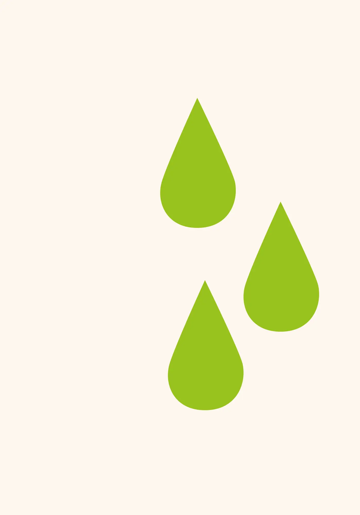 Big Blue Dogs Mikronährstoffbasis Signature Tropfen, hier drei, die stellvertretend für die Portionen dienen.